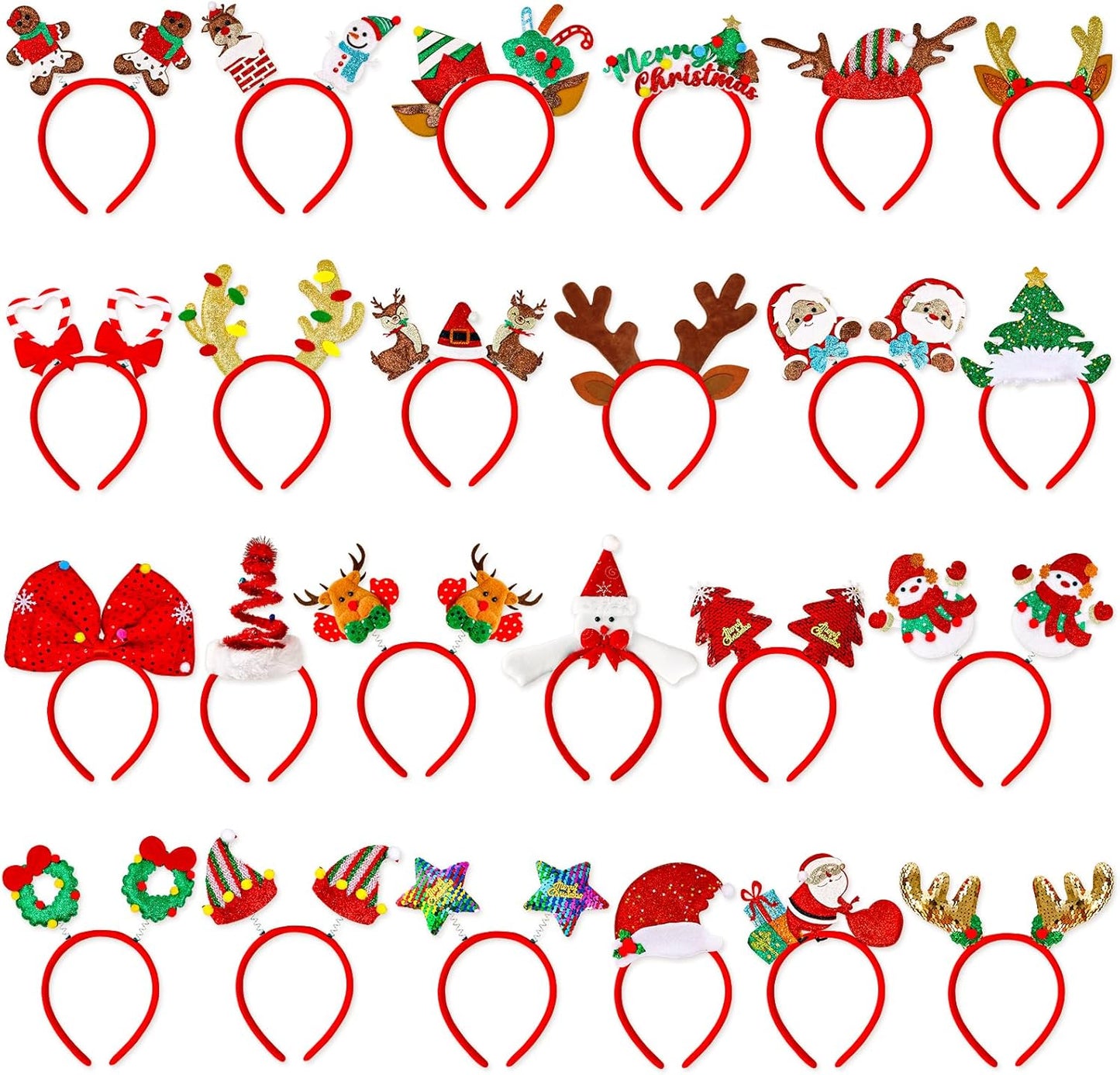 24pcs Christmas Headbands for Festive Party Fun and Cheer