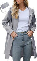 Zando Long Packable Rain Jacket Women Waterproof - Lightweight hood
