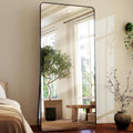 Rounded Full Length Mirror 71x32 in Black - Stand or Hang