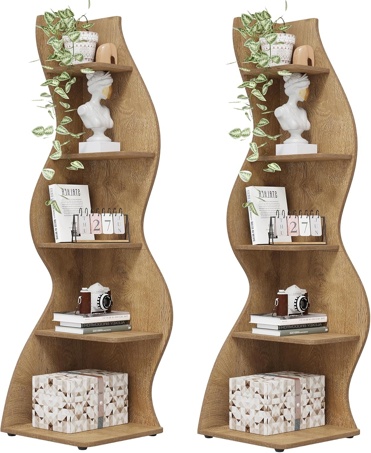 Tribesigns Corner Shelf - Modern 5-Tier Wall Bookshelf Design