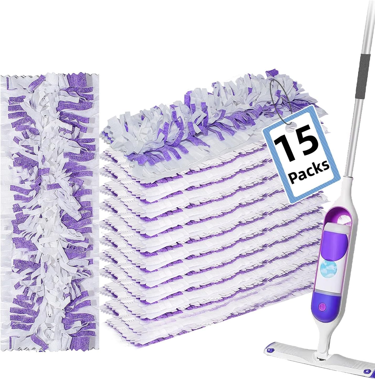 15 Purple PowerMop Refills - Spray Clean Pads