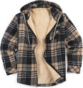 COOFANDY Men's Flannel Fleece Jacket Plaid Zip Up Hoodie (Style 4BMB)