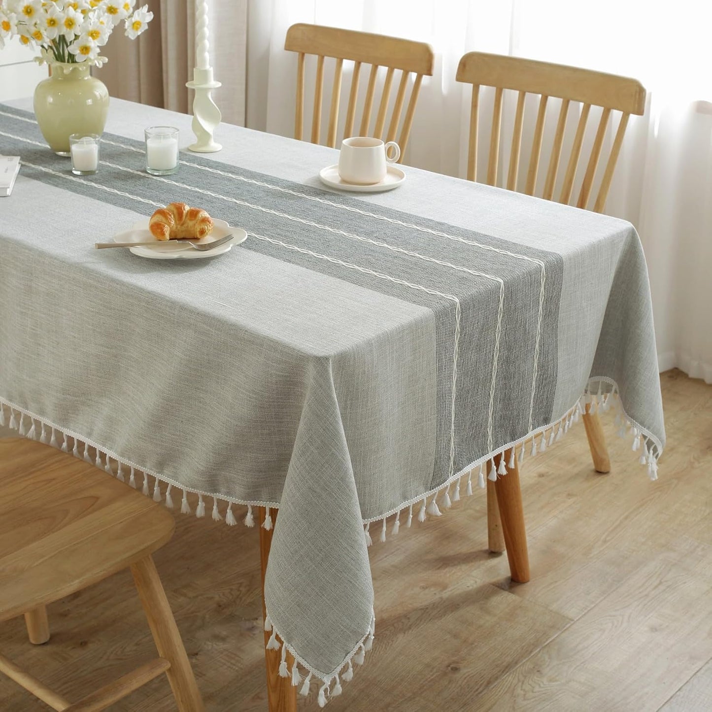 JIALE Waterproof Tablecloth for Rectangle Tables, Grey 55in x 102in
