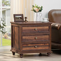 Farmhouse Night Stand with 3 Drawers for Bedroom & Living Room