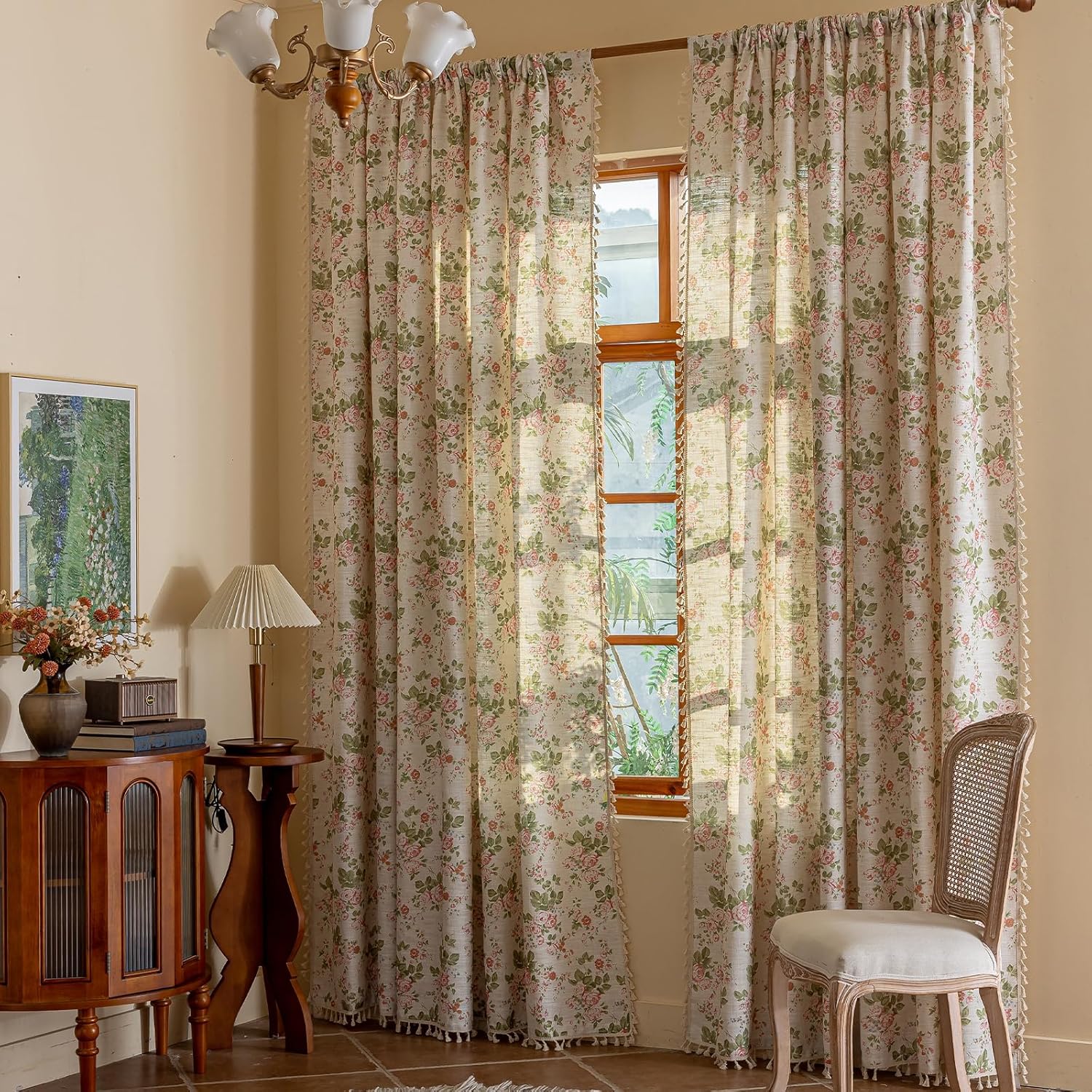Pink Floral Curtains for Bedroom and Living Room Decor