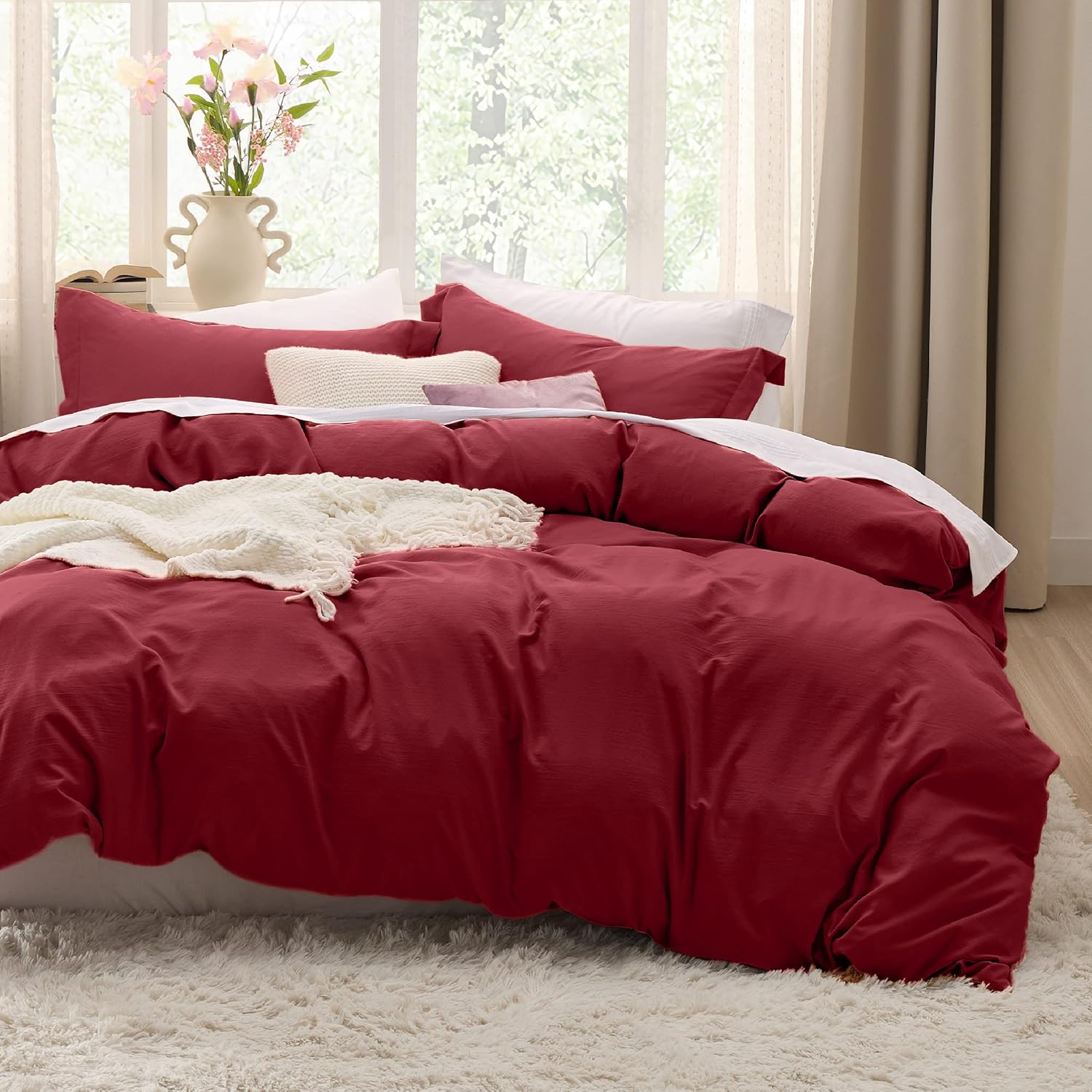 Bedsure Red Duvet Cover King Size Set for Cozy Sleep Experience