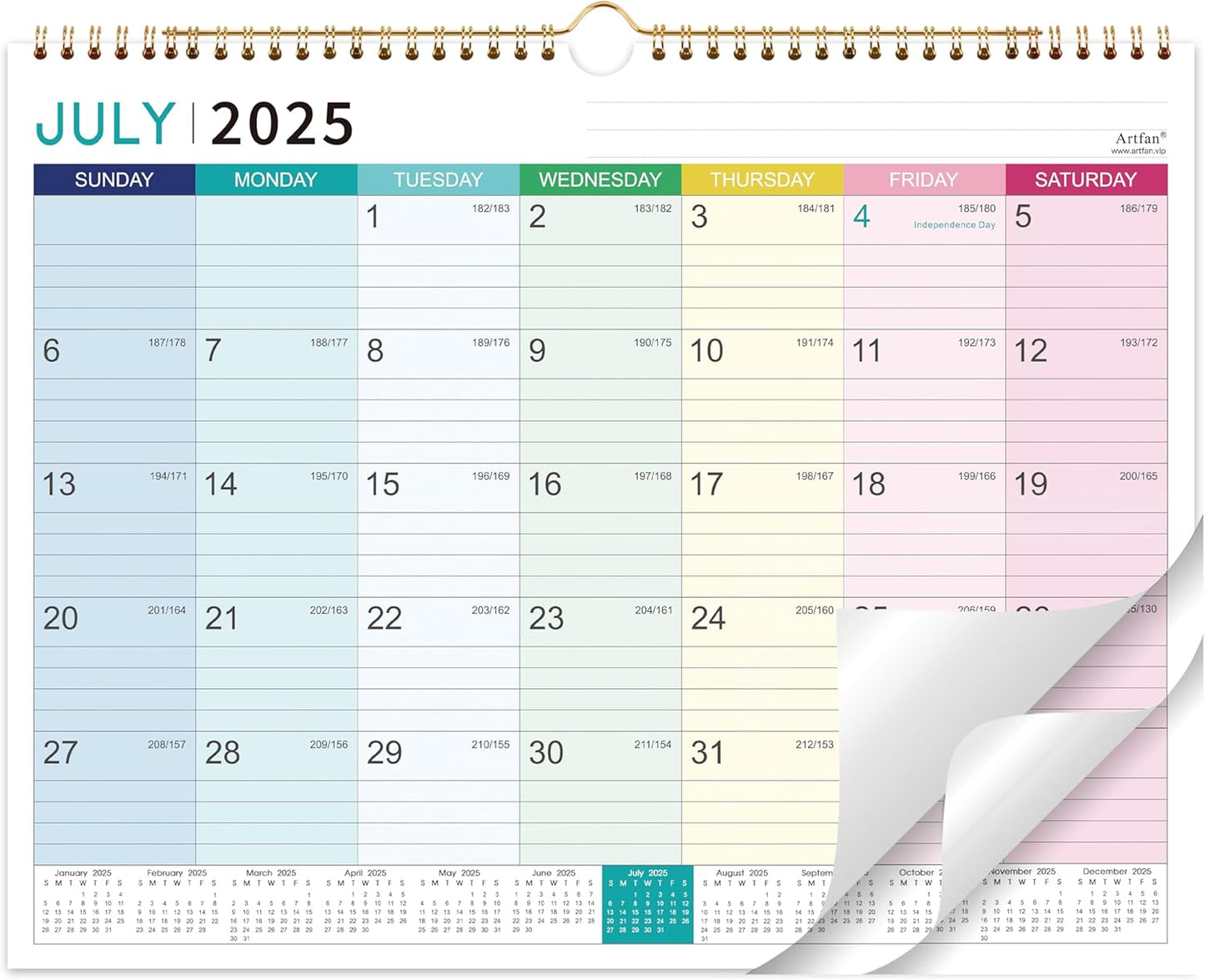 2025-2026 Artfan Wall Calendar - Colorful, Thick Paper - 15 x 11.5