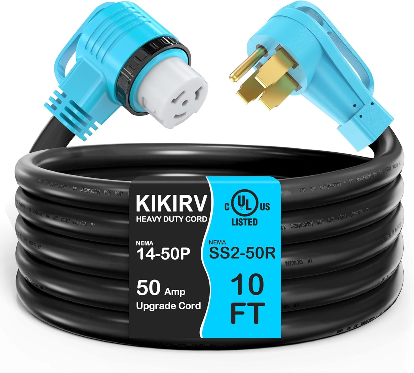 10 Feet 50 Amp RV Generator Cord with 90Grip Handle for Durability