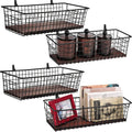 Metal Farmhouse Wall Storage Baskets Set of 4 - Portable Wall