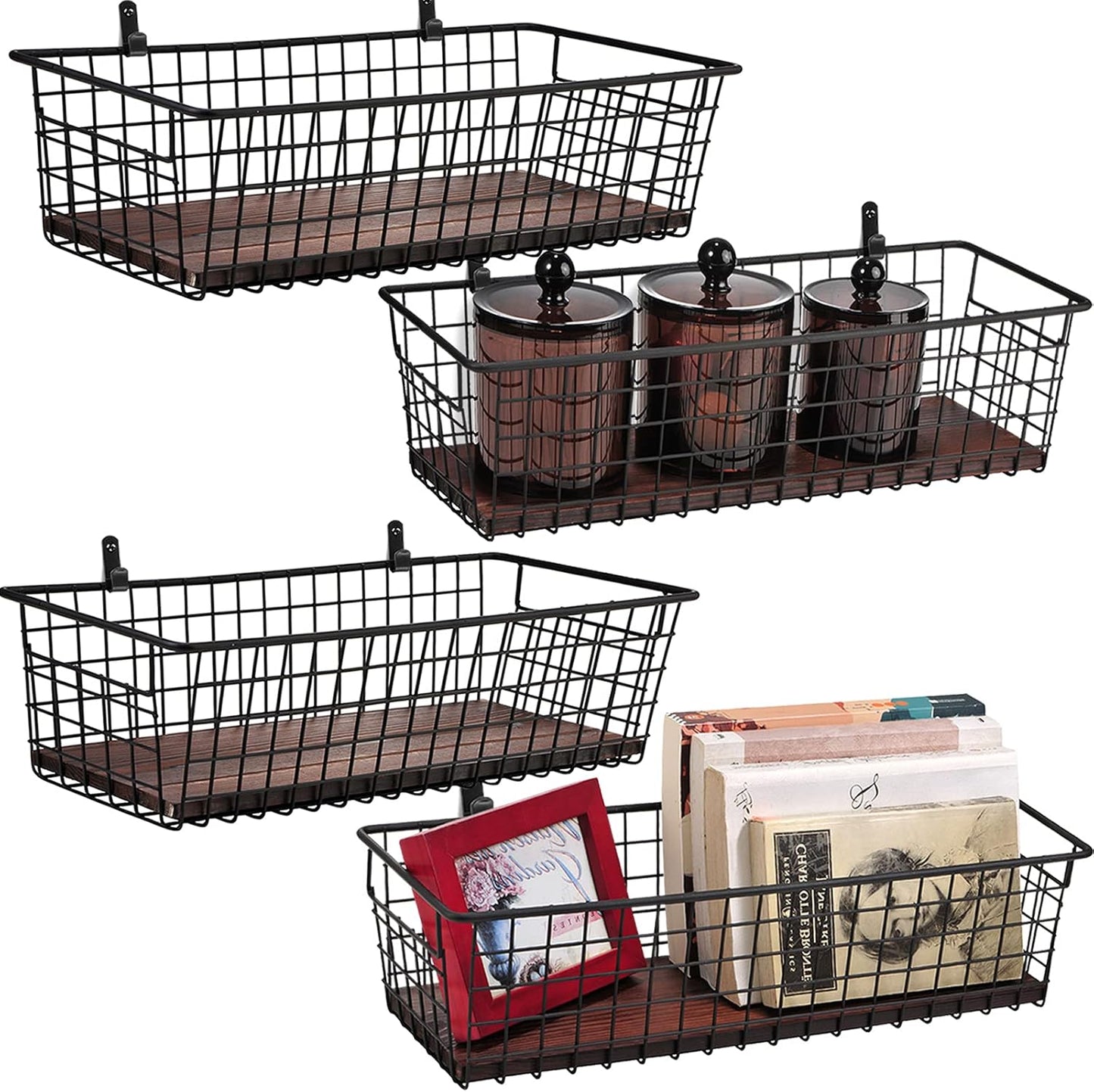 Extra Large Portable Metal Farmhouse Wall Decor Storage Baskets