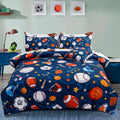 Twin Sports Microfiber Comforter Set - Navy Rugby Ball Design
