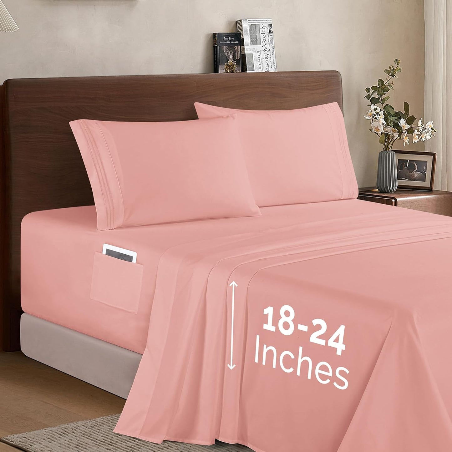 Elegant Comfort Luxury 1500 Microfiber Sheet Set in Dusty Rose