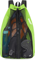 WANDF Swim Bag Mesh Drawstring Backpack for Beach and Pool - Full-Open