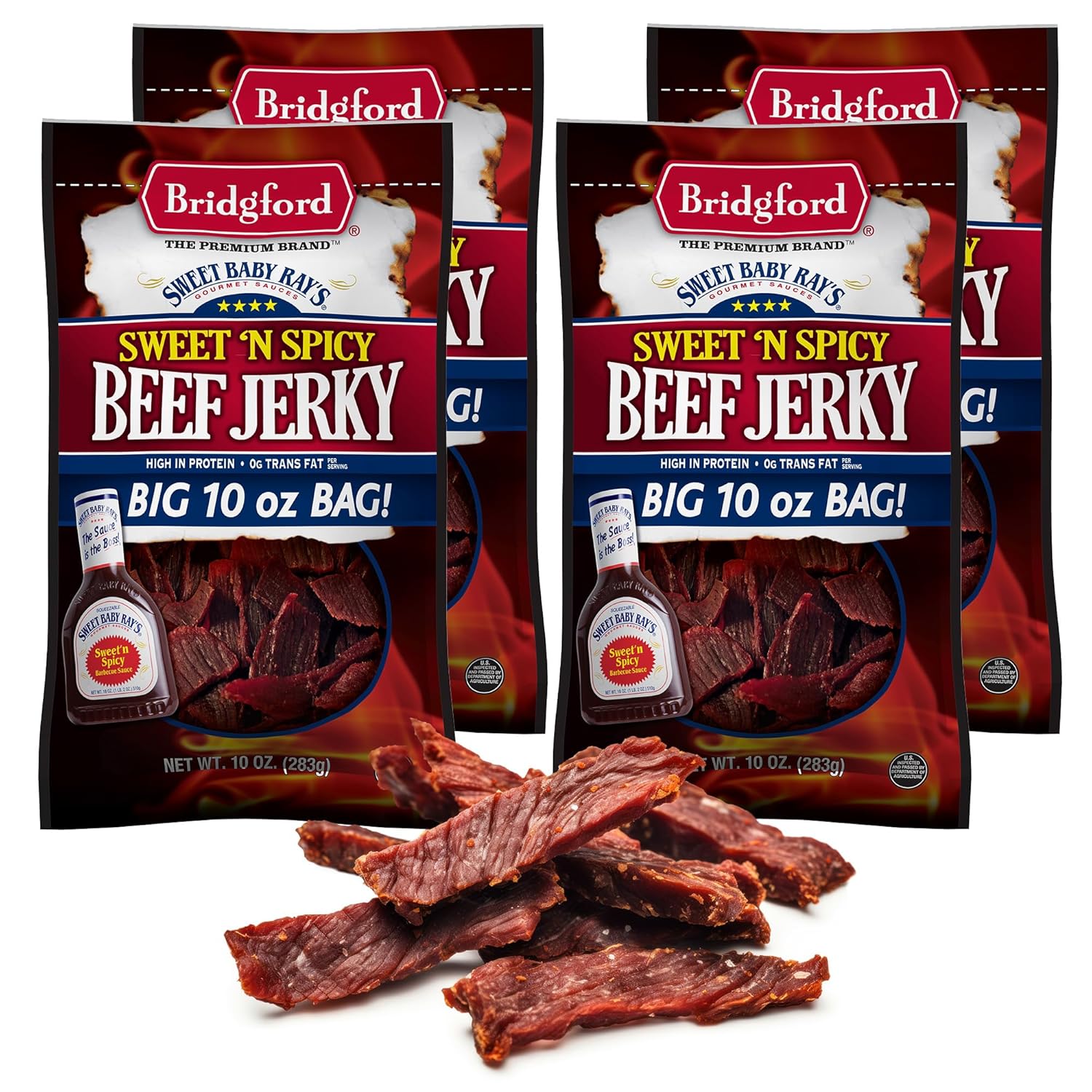 Sweet Baby Ray's Sweet N Spicy Beef Jerky - 10 oz Pack of 4
