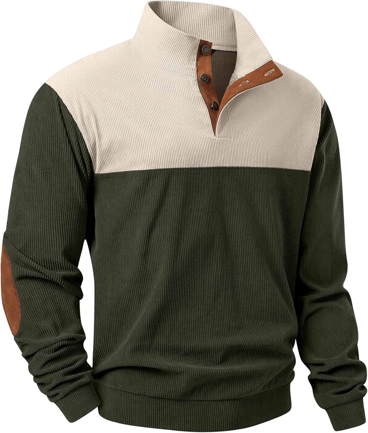 JMIERR Mens Warm Corduroy Sweatshirt with Stand Collar Design