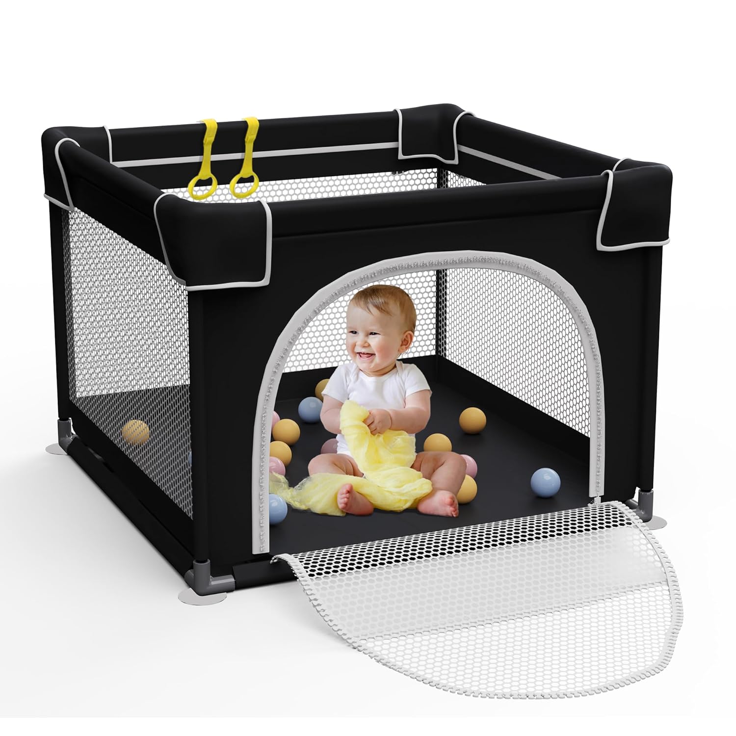 Sturdy Safety Baby Play Yard with Soft Mesh for Toddlers