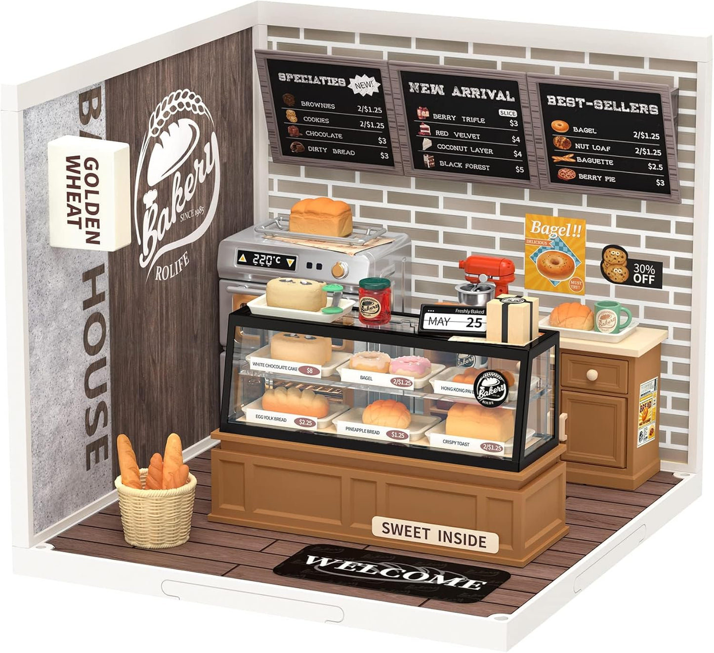 Rolife LED Building Blocks for Adults - Golden Wheat Bakery Set