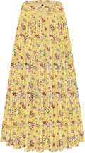 Chiffon High Waist Tiered Pleated Floral Maxi Skirt - Boho Comfort as
