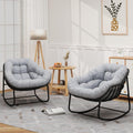 Outdoor Rocking Chair Set of 2 - Oversized Wicker Egg Rockers