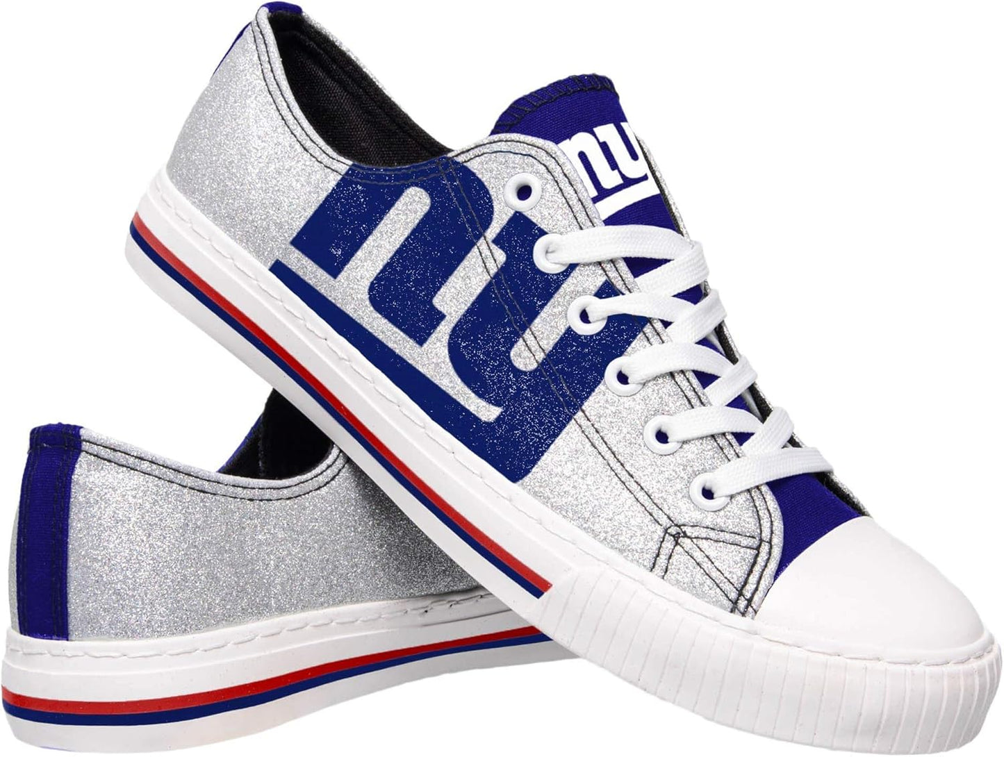 FOCO Women's NFL Team Logo Glitter Low Top Canvas Sneakers