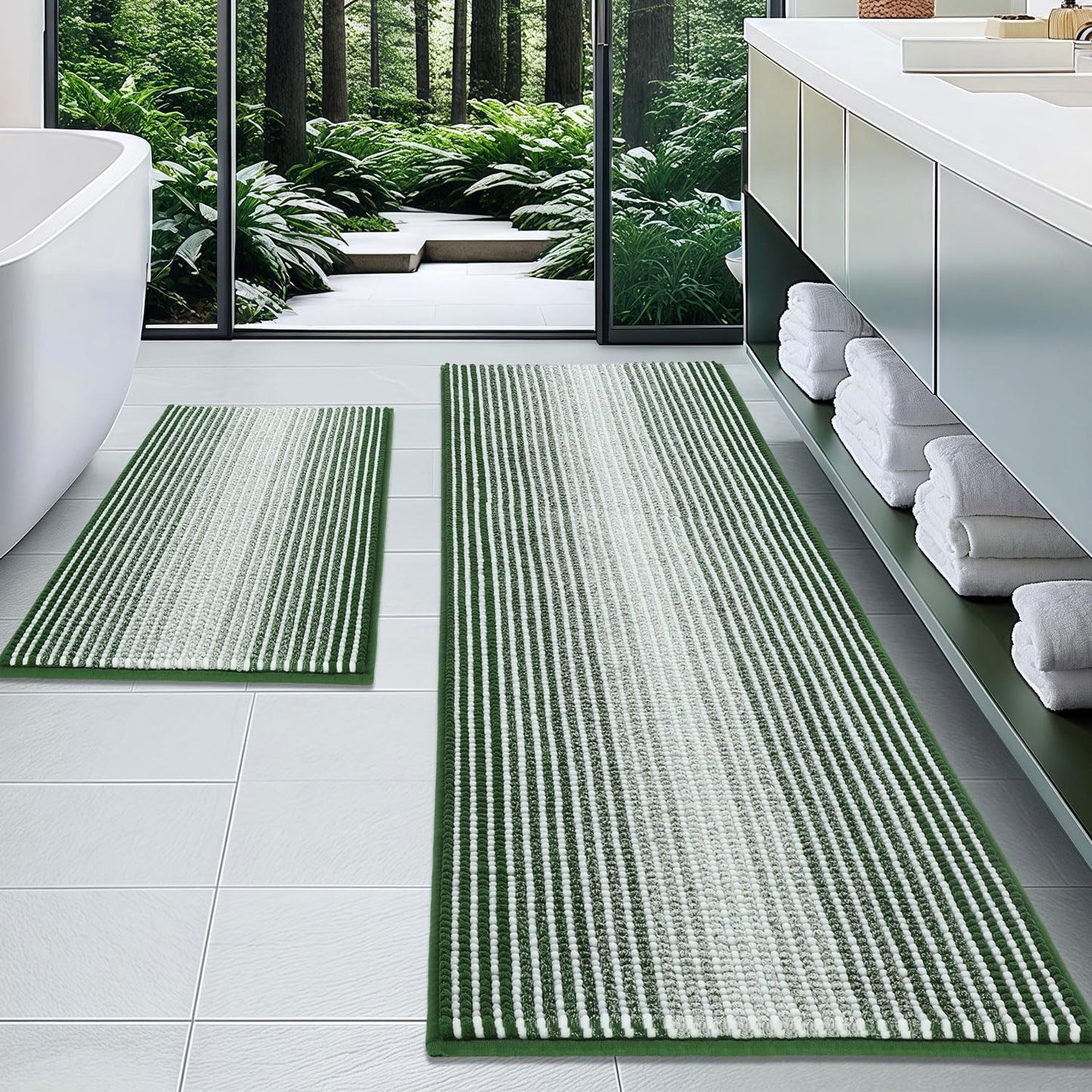 Thick Absorbent Chenille Bath Mat Rug Set for Ultimate Comfort