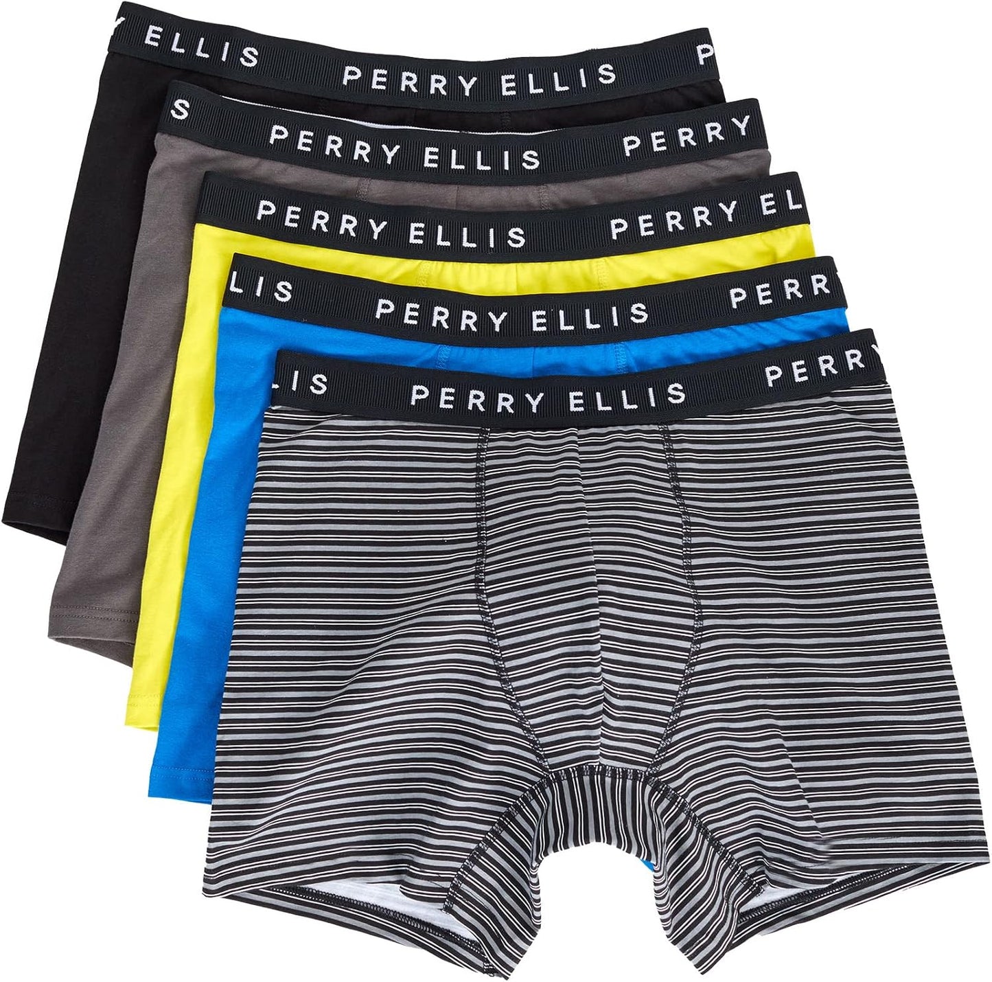 Perry Ellis Men's Cotton Stretch Boxer Briefs, 5 Pack Comfort