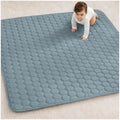 Comfy Cubs Square Kids Play Mat 56 x 56 in - Soft Quilted Pacific Blue