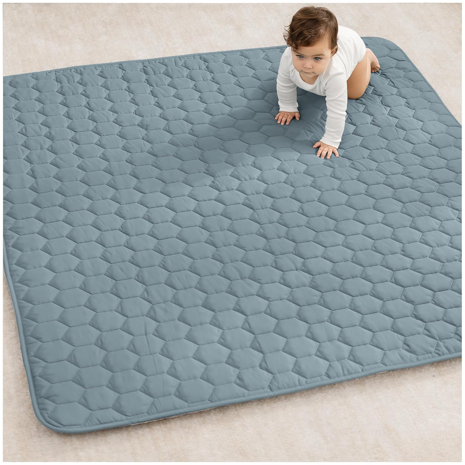 Comfy Cubs Square Kids Play Mat - Soft Quilted Baby Floor Mat