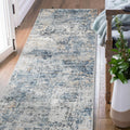 Runner Rug 3x7 Washable Blue Multi Abstract Hallway Runner - Thin