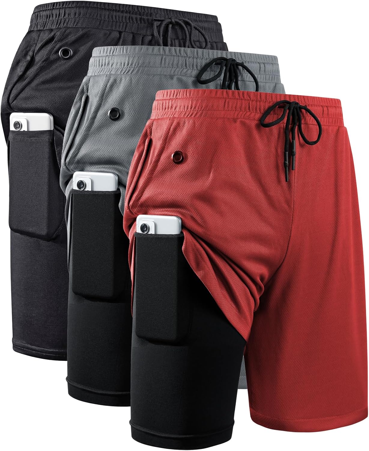 JWJ Men's 2 in 1 Workout Running Shorts for Active Lifestyles