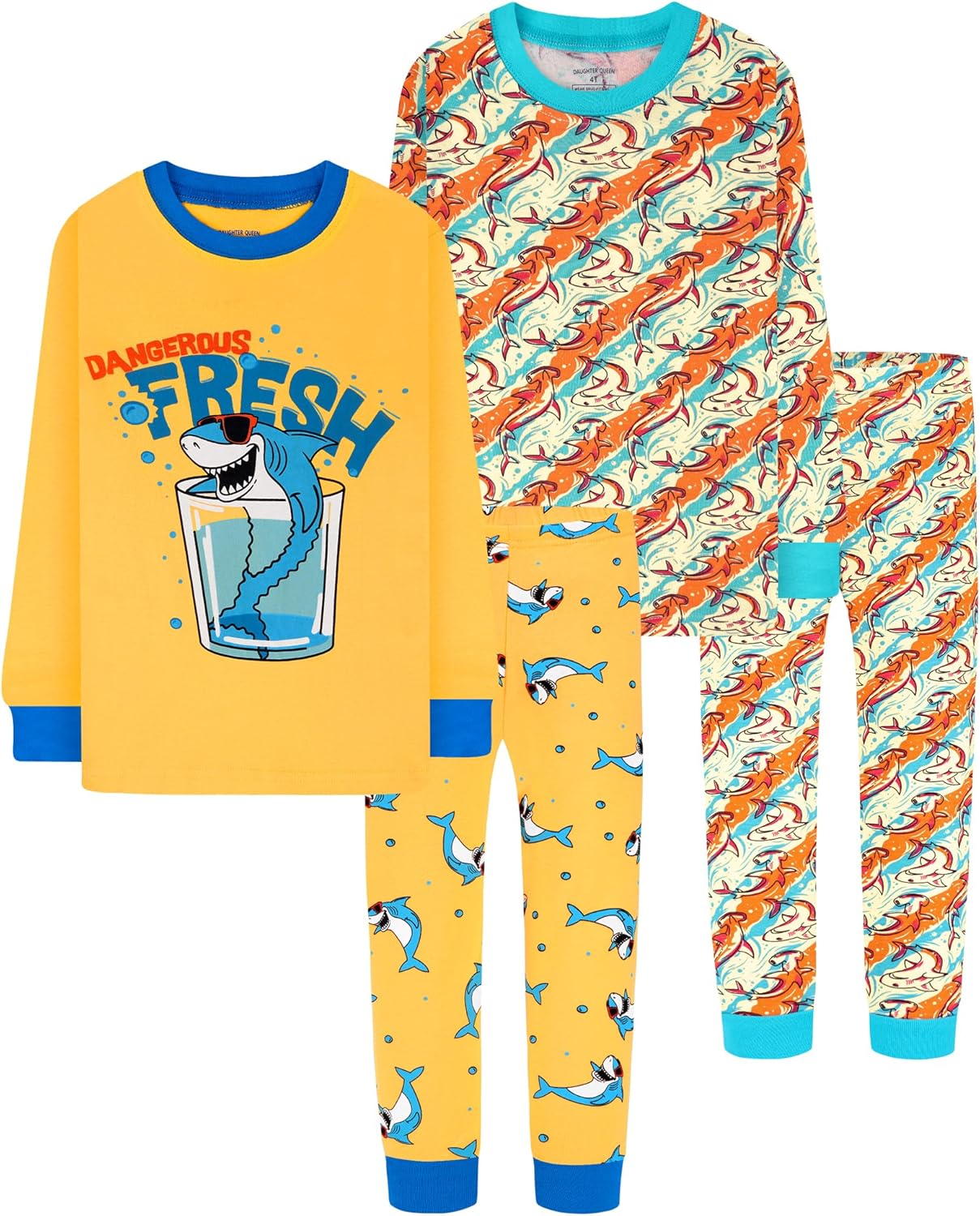Boys 100% Cotton Long Sleeve Pajamas for Ages 18 Months to 12 Years