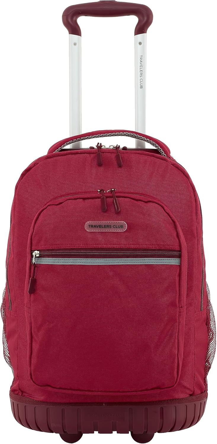 Travelers Club 20 Rolling Backpack with Laptop Compartment, Red
