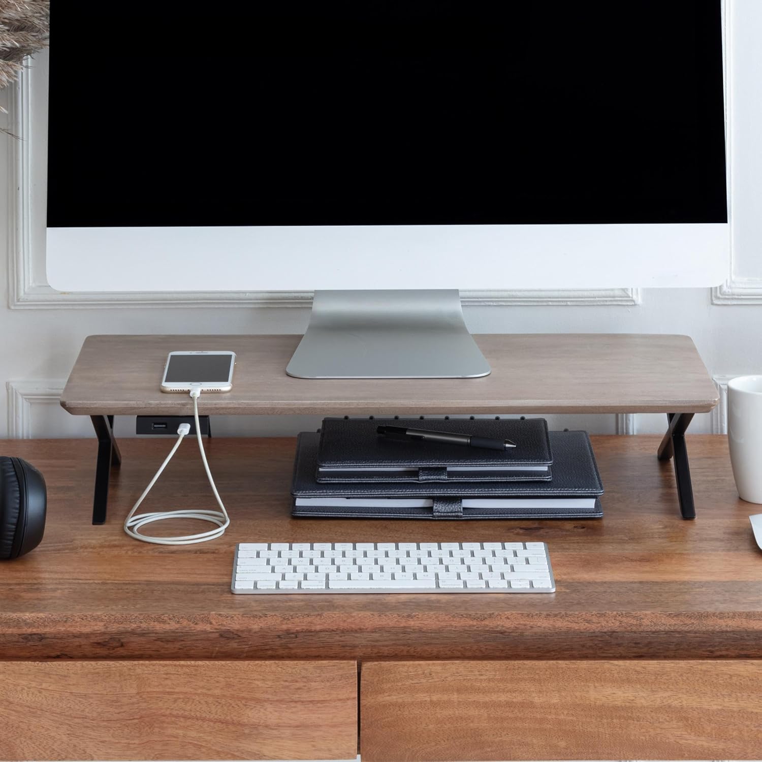 Anji Mountain Monitor Stand - Ergonomic Desktop Organizer Riser