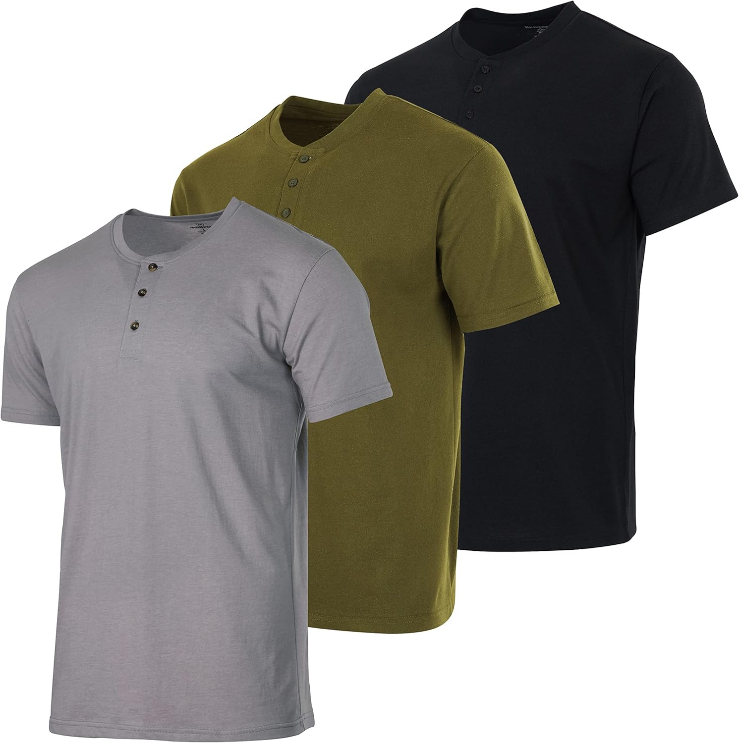 Real Essentials 3 Pack Men's Cotton Henley T-Shirts for All Occasions