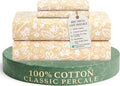 Feather & Stitch Twin Cotton Percale Sheets - Twilight Bloom Beige