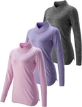 3 Pack Womens Thermal Micro-Fleece Mock Neck Tops for Cold Weather