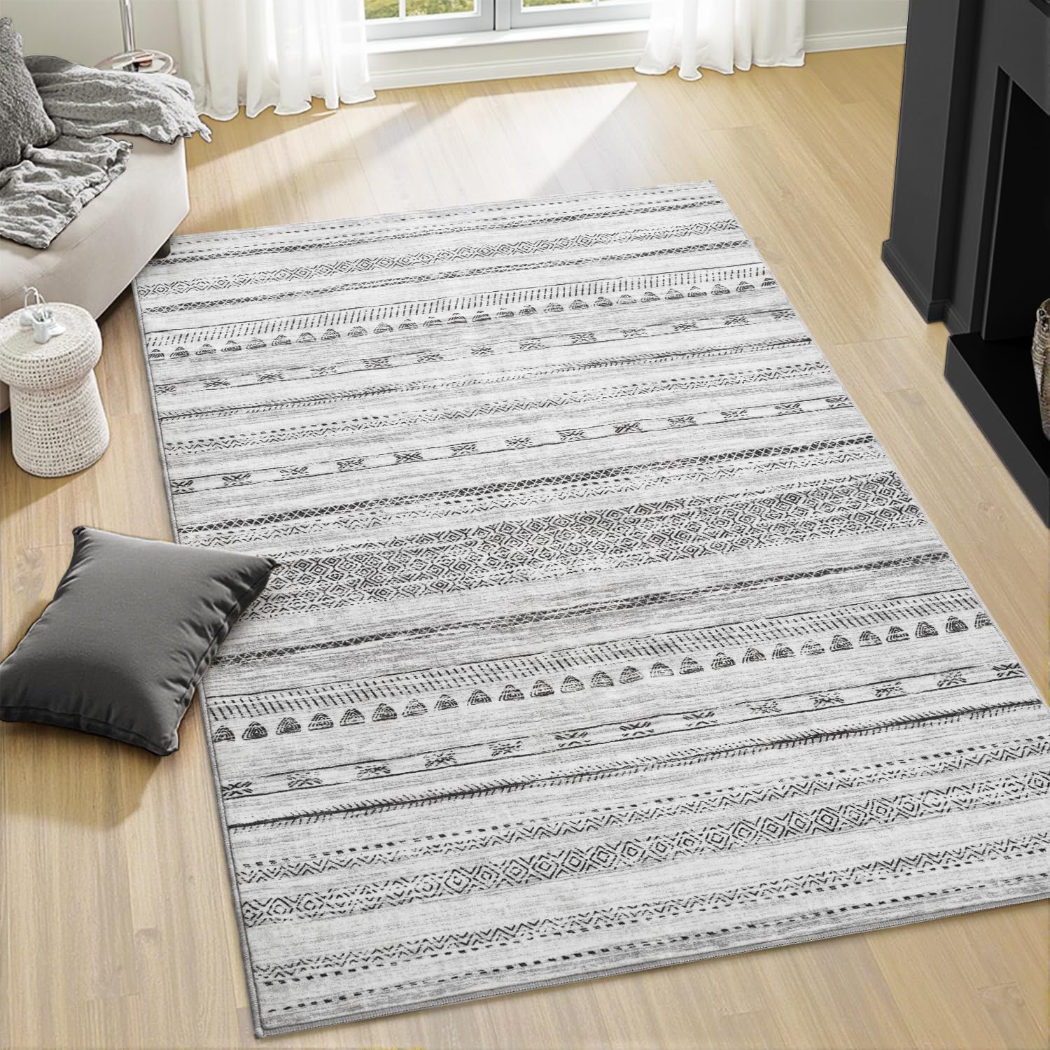 3x5 Area Rug Machine Washable Non Slip Distressed Moroccan Rug