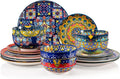 Ceramic Dinnerware Set for 6 - Colorful Boho 18-Piece Tableware