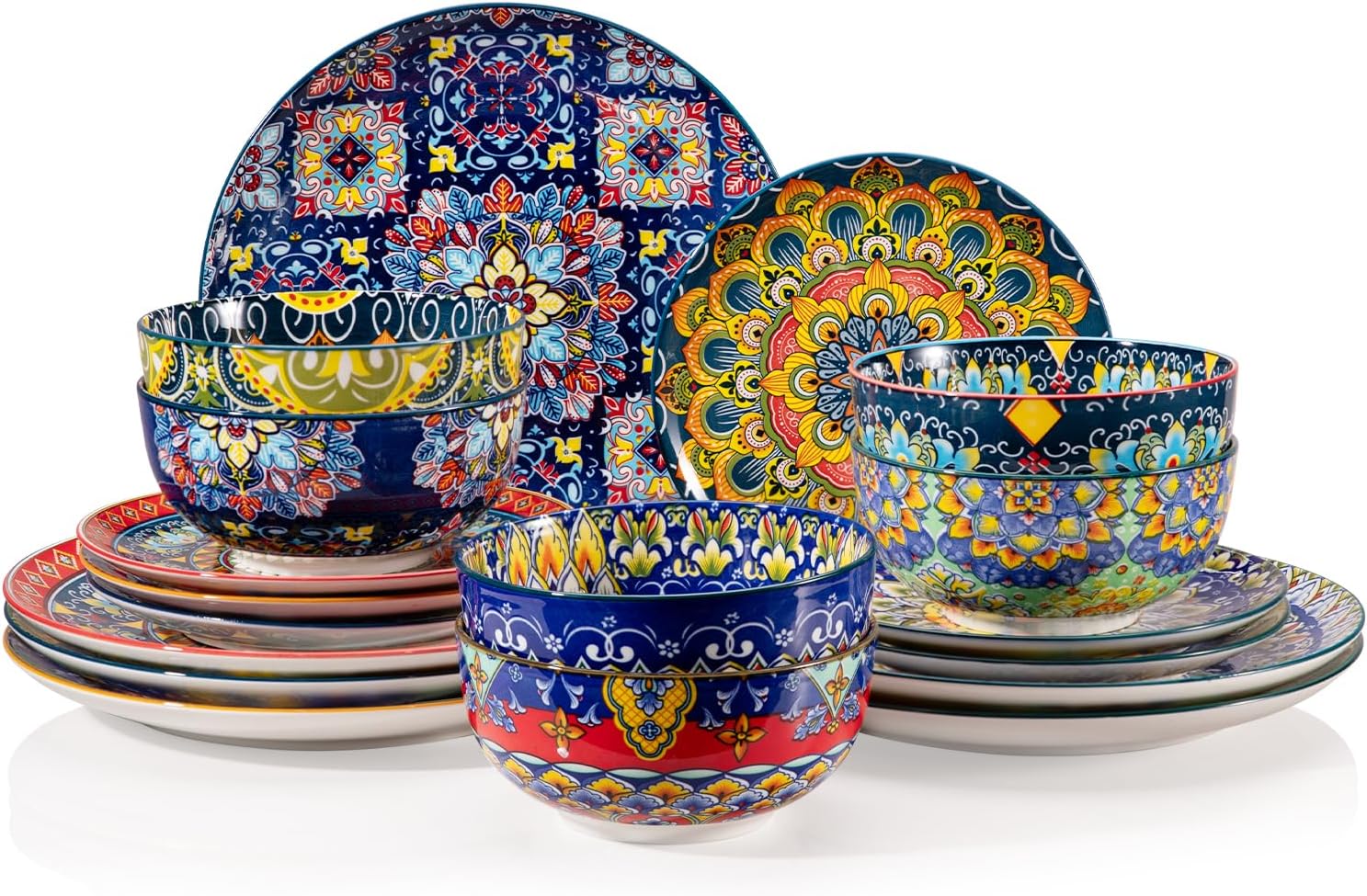 Sweejar Ceramic Dinnerware Sets for 6, 18 Pieces Boho Style