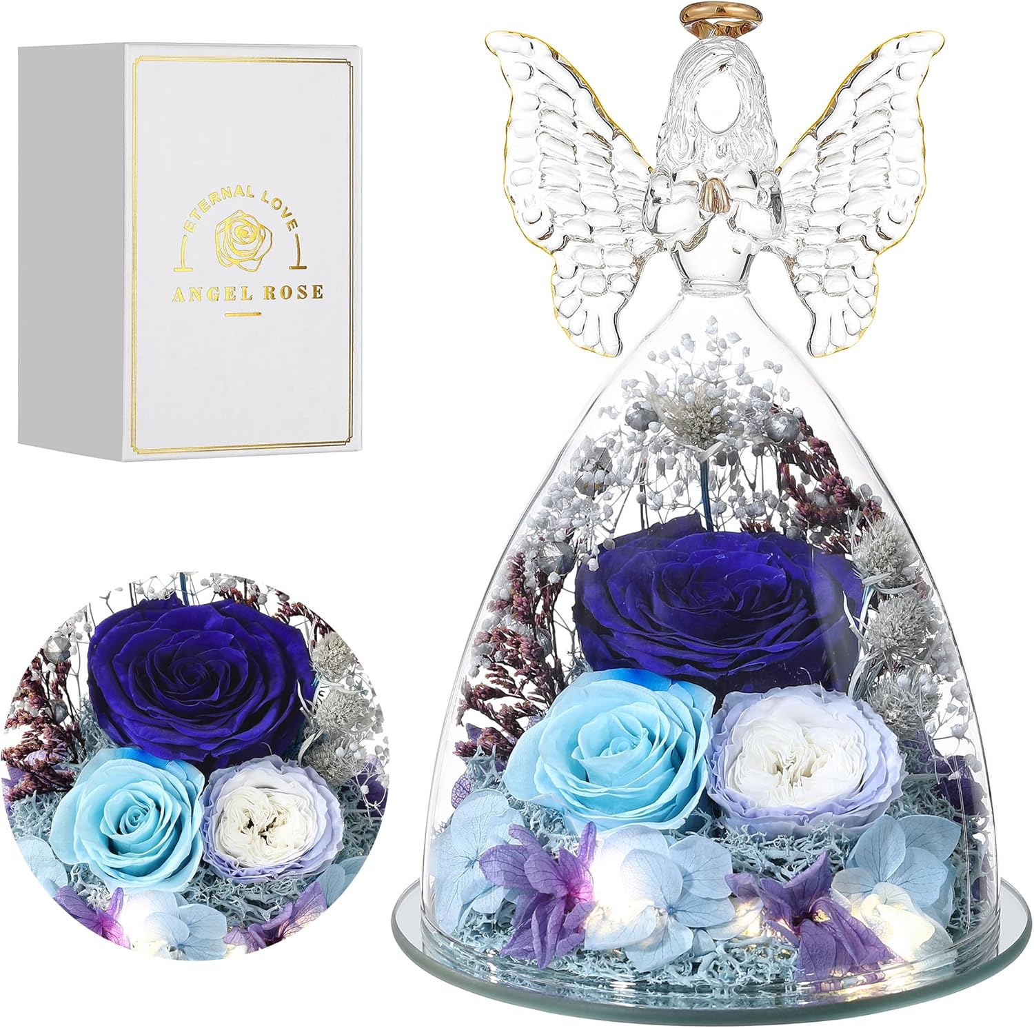 Preserved Flowers in Glass Angel for Mothers Day Gifts