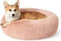 Donut Calming Dog Bed for Medium Dogs - Plush Round Nest for Curl-Up