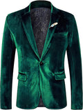 Velvet Blazer for Men Slim Fit One Button Tuxedo Jacket - Prom/Wedding