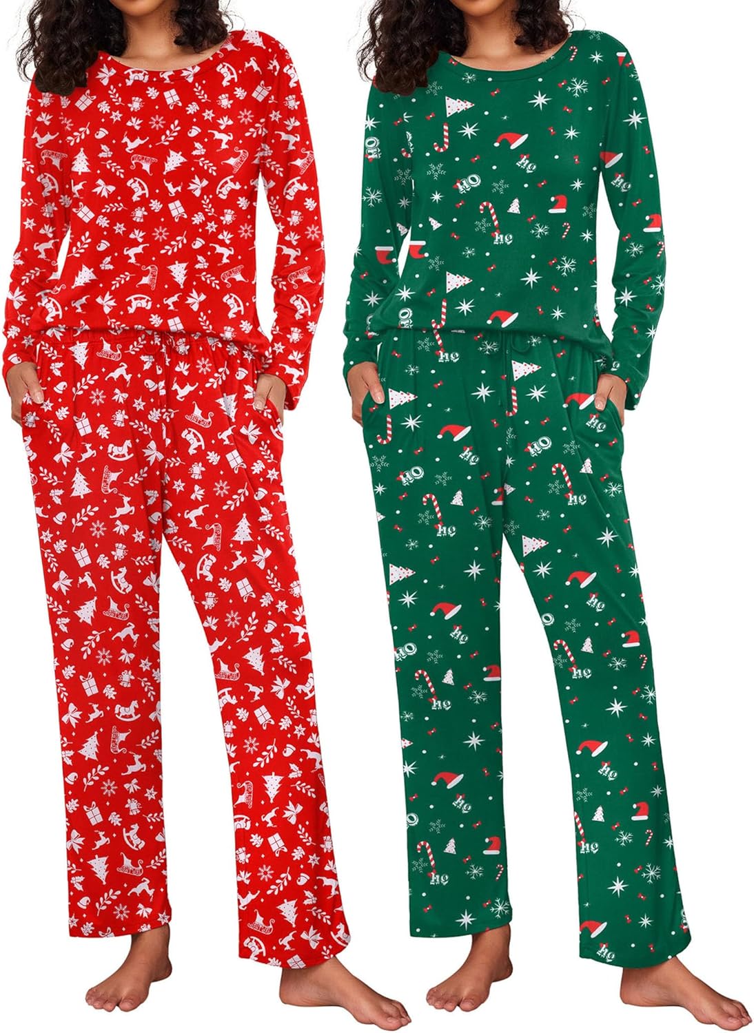 Ekouaer Women's Pajama Set Soft Long Sleeve Sleepwear Loungewear