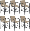 Outdoor Bar Stools Set of 6 - Comfortable Bar Height Patio Chairs