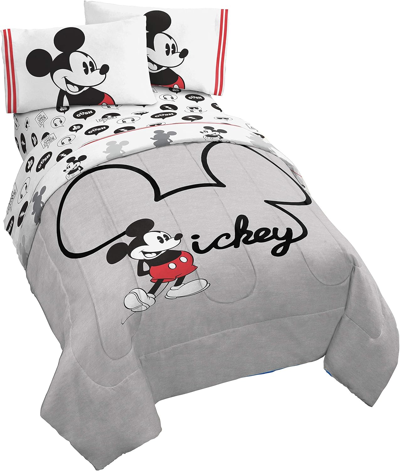 Mickey Mouse Jersey Twin Bed Set - Comforter & Sheets Included