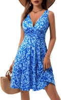 OURIN Women's Floral Sundress with Pockets and Deep V Neck for Spring