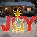 Prsildan 3.3FT x 2FT Lighted Joy Yard Sign Nativity Set - Outdoor Glow
