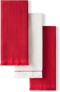Kitchen Towels 3-Pack Cotton Waffle & Terry, Passion Red - Durable