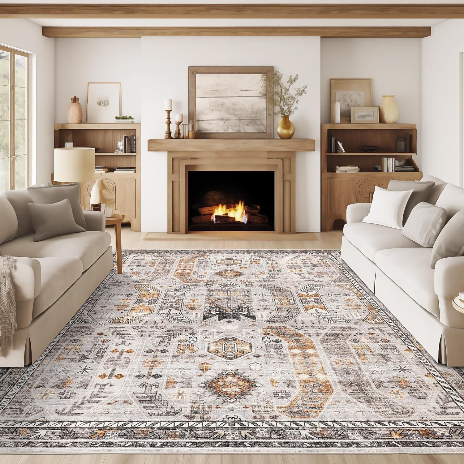 9x12 Area Rug, Ultra-Thin Washable Non-Slip Lightweight Rug