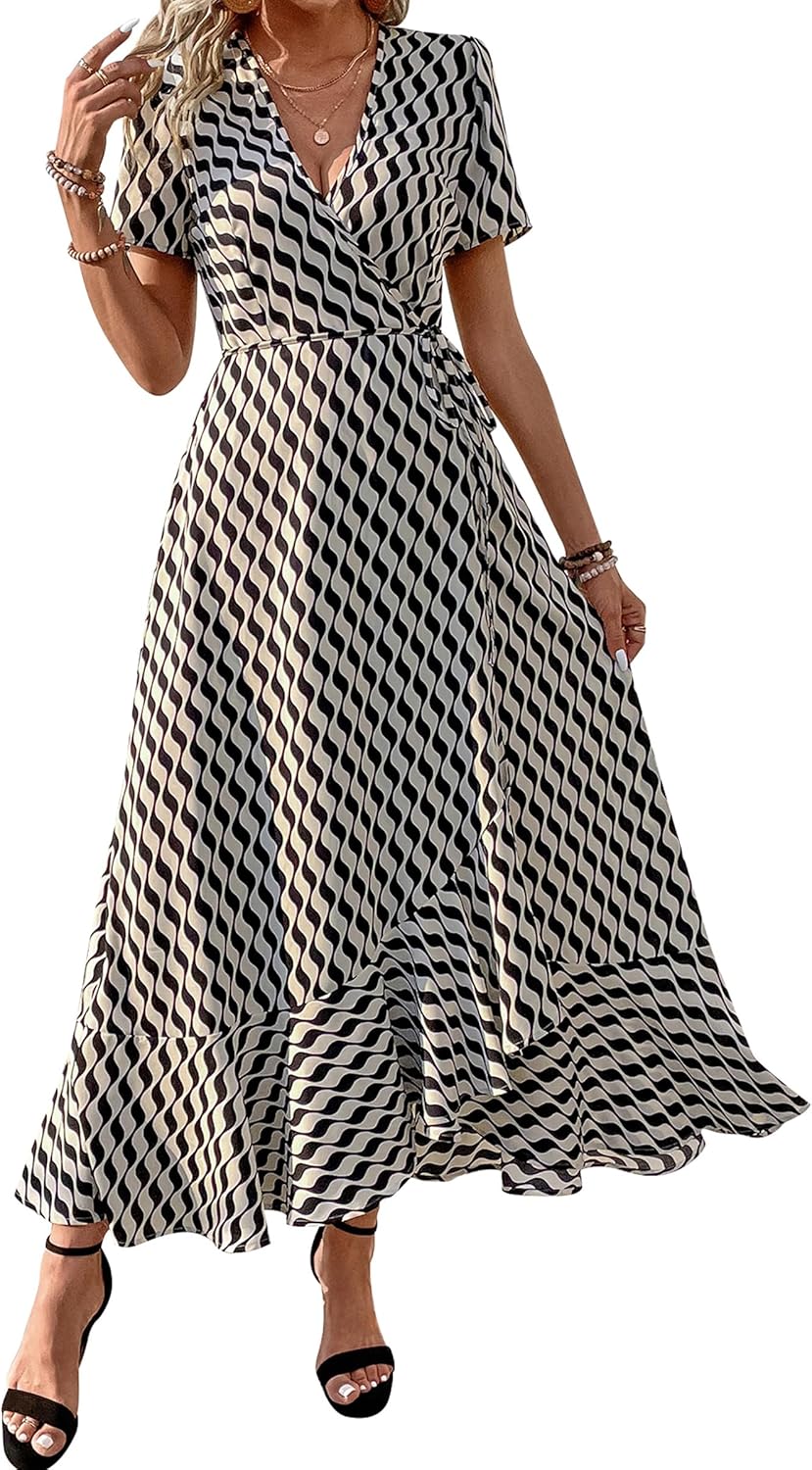 Floral Boho Summer Maxi Dress for Women - Casual Wrap Style